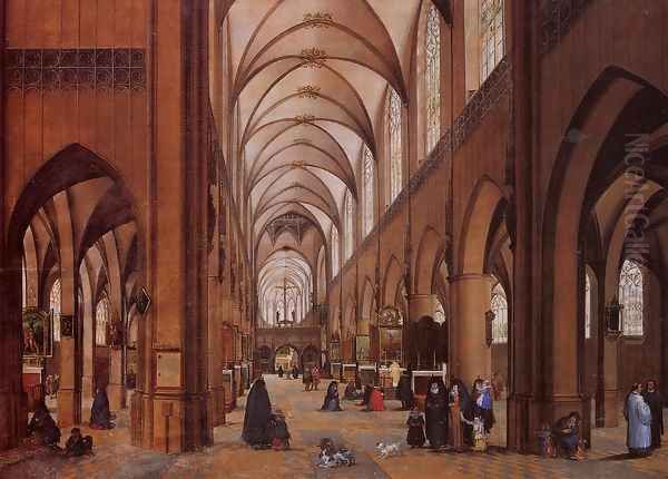 The Interior of the Cathedral of Antwerp Oil Painting by James Goodwin Clonney