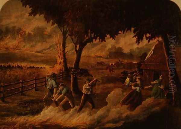 Bush fire in Australia c. 1880 Oil Painting by Samuel Calvert