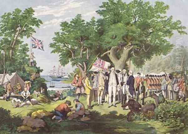 Captain Cook taking possession of the Australian continent on behalf of the British Crown, under the name of New South Wales 1770, 1865 Oil Painting by Samuel Calvert