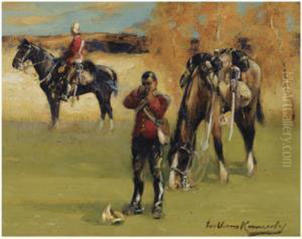 Double Patrol, A Halt Oil Painting by William Kennedy