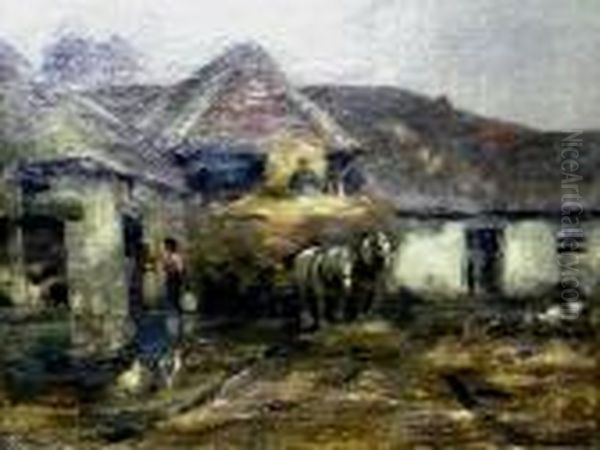 'the Farm Yard'. Oil Painting by William Kennedy