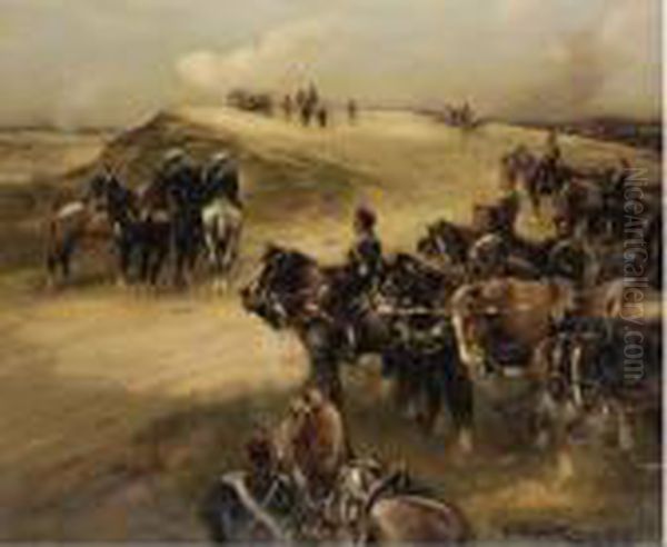 Royal Horse Artillery In Action Oil Painting by William Kennedy