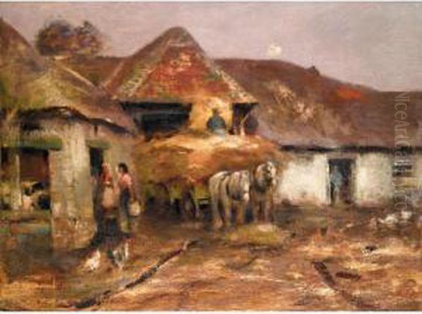 The Farmyard Oil Painting by William Kennedy