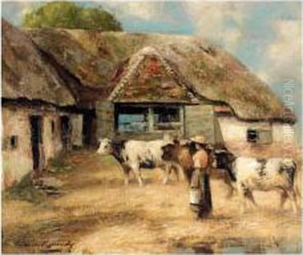 Milking Time Oil Painting by William Kennedy