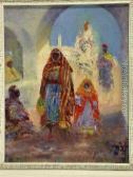 Arabs In An Archway Oil Painting by William Kennedy