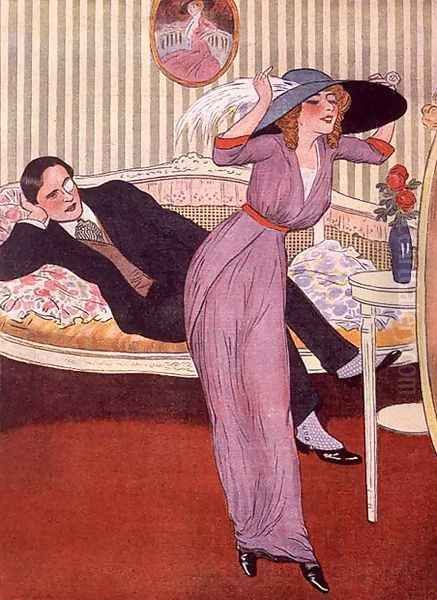 Conjugal compliments, from 'Le Rire' c.1910 Oil Painting by Alfredo Opisso Cardona