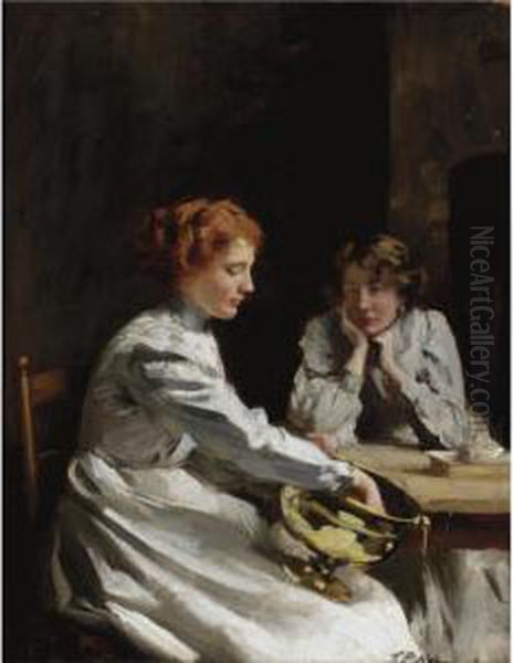 Polishing The Brass Oil Painting by Thomas Benjamin Kennington