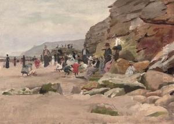 Beach Party Oil Painting by Thomas Benjamin Kennington