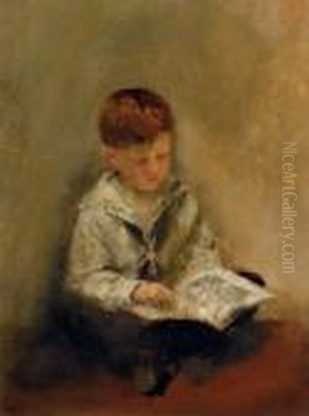 Boy Reading Oil Painting by Thomas Benjamin Kennington