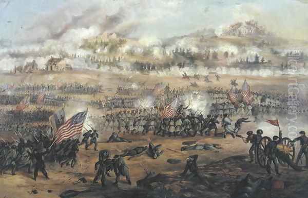 The Battle of Fredericksburg on 13th December 1862 Oil Painting by Frederick Cavada