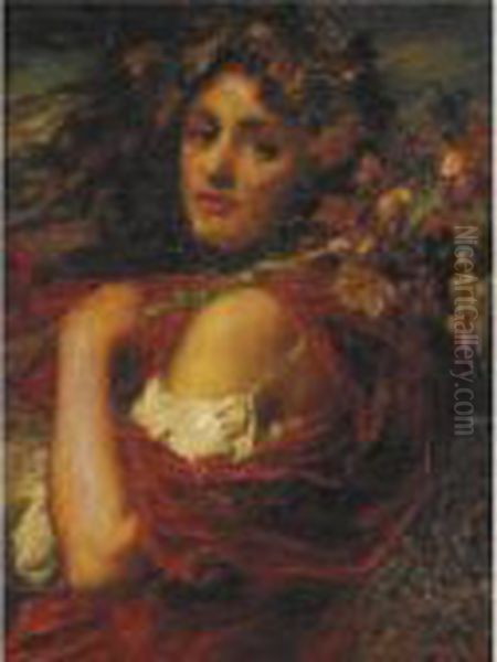 A Bacchante Oil Painting by Thomas Benjamin Kennington