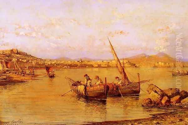 The Bay Of Naples Oil Painting by Giuseppe Carelli