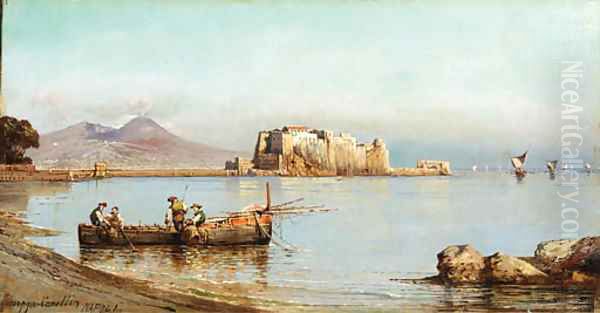 Fisherman in the Bay of Naples Oil Painting by Giuseppe Carelli