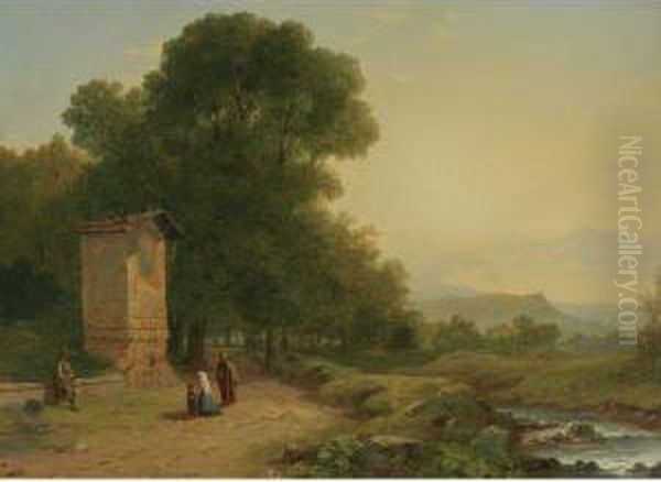 The Shrine - A Scene In Italy Oil Painting by John Frederick Kensett