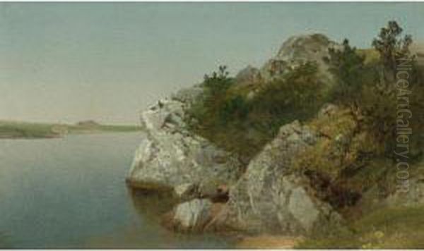 Study Of Rocks, Newport Oil Painting by John Frederick Kensett