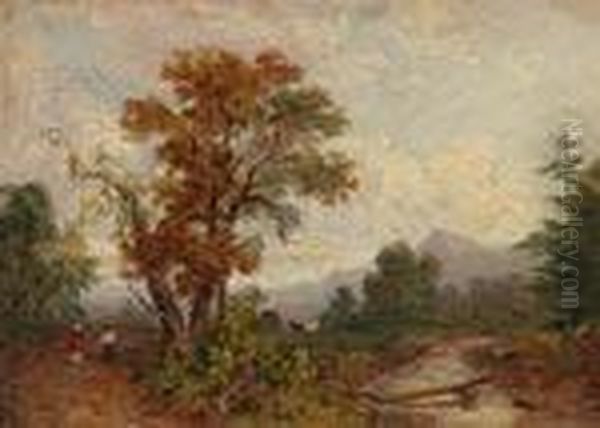 Landscape With Figures Oil Painting by John Frederick Kensett