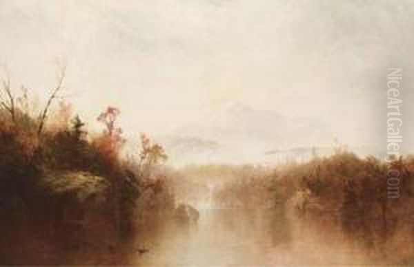 Mountain Lake Oil Painting by John Frederick Kensett