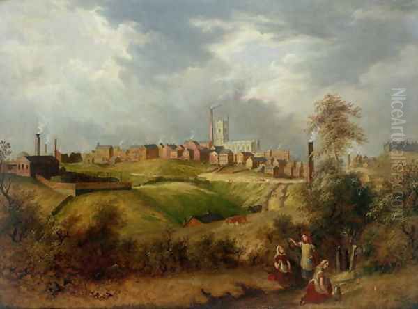 Oldham from Glodwick Oil Painting by James Howe Carse