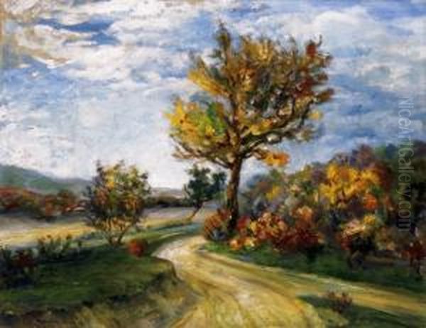 Autumn Landscape In Nagymaros Oil Painting by Josef Karoly Kernstok