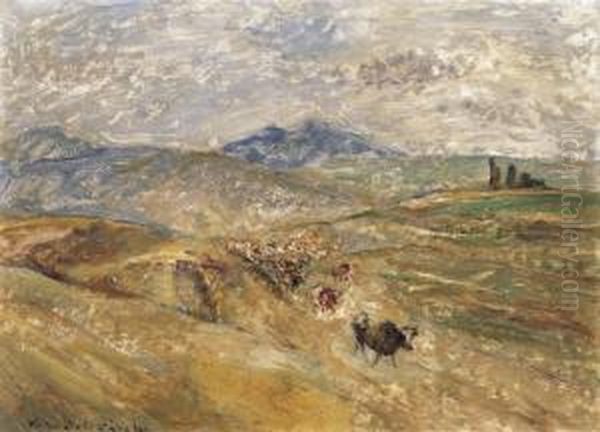 Hilly Landscape Oil Painting by Josef Karoly Kernstok