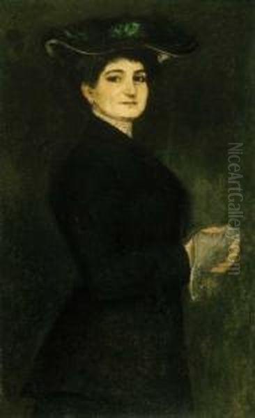 Female Portrait Oil Painting by Josef Karoly Kernstok