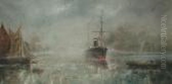 Shipping Off A Coast Oil Painting by George Cochrane Kerr