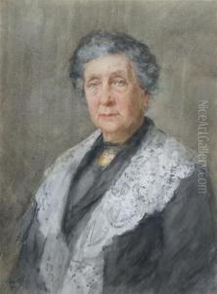 Portrait Of A Lady With A Lace Collar Oil Painting by Henry Wright Kerr