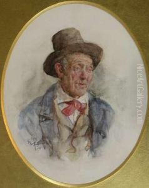 Portrait Of A Gentleman In A Hat Oil Painting by Henry Wright Kerr