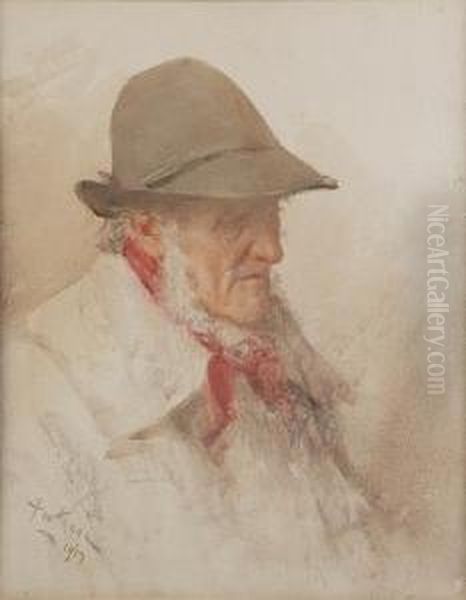 An Old Shepherd Oil Painting by Henry Wright Kerr