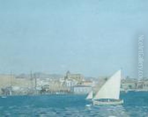 Off The Spanish Coast Oil Painting by James Kerr-Lawson