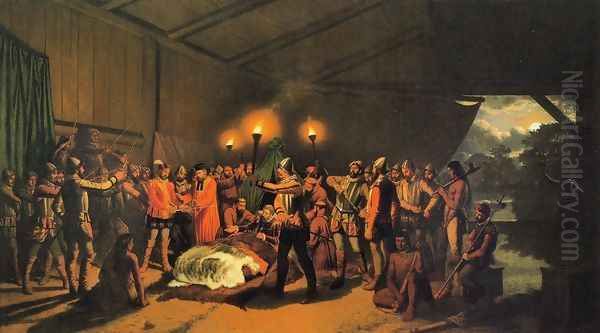 The Death of Desoto Oil Painting by Johann Mongels Culverhouse