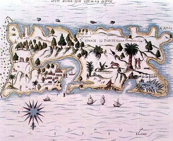 Map of the island of Puerto Rico, 1599 Oil Painting by Samuel de Champlain