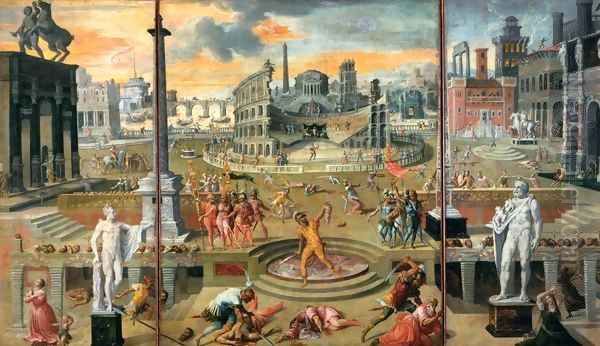 The Massacres of the Triumvirate Oil Painting by Studio of Caron, Antoine (1520-99)