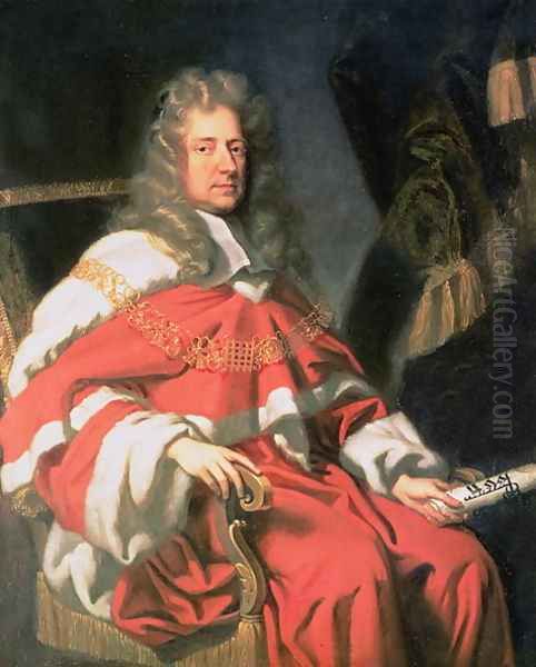 Portrait of Judge George Jeffreys, First Baron of Wem (1648-89) Oil Painting by Johann Closterman