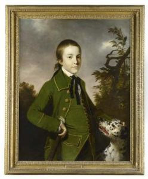 Three Quarter Length Portrait Of Edward Jeremiah Curteis With Dog Oil Painting by Tilly Kettle