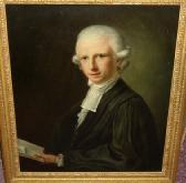 Portrait Of A Gentleman, Half Length In Doctoral Robes, Holding A Book Oil Painting by Tilly Kettle