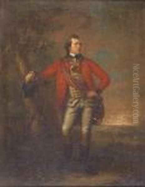 Full Length Portrait Of An Officer Of The East India Company Oil Painting by Tilly Kettle