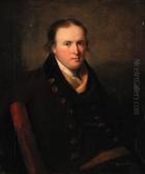 Portrait Of A Gentleman, Half-length, In A Brown Coat Oil Painting by Tilly Kettle