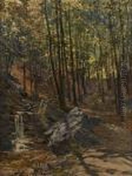 Chemin Ensoleille A Spa, La Sauveniere Oil Painting by Vital Keuller