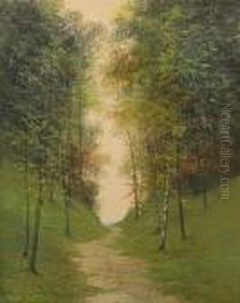 Birch Woodland Oil Painting by Vital Keuller