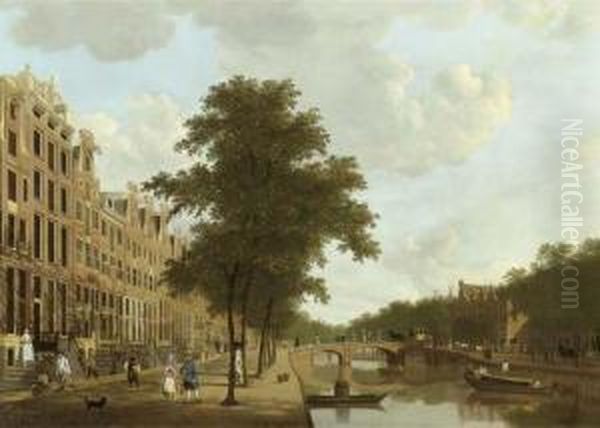 The Keizersgracht, Amsterdam, Looking Towards The Leidsestraat Oil Painting by Hendrik Keun