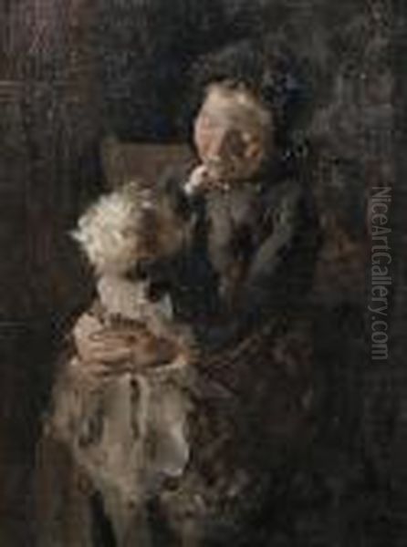 Mother And Child Oil Painting by Jacob Simon Hendrik Kever