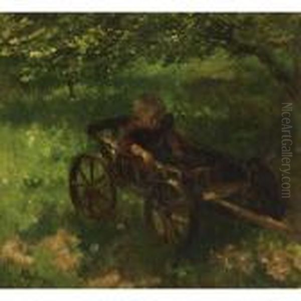 A Baby In A Rumbling Cart Oil Painting by Jacob Simon Hendrik Kever