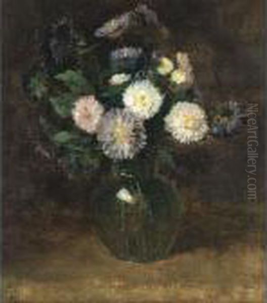 A Flower Still Life With Asters Oil Painting by Jacob Simon Hendrik Kever