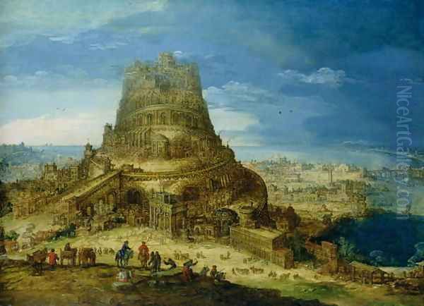 The Building of the Tower of Babel (2) Oil Painting by Hendrick van Cleve