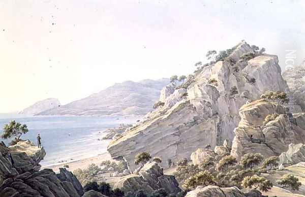 View of the Crimean coast near Oreanda, 1834 Oil Painting by Nikanor Grigorevich Chernetsov