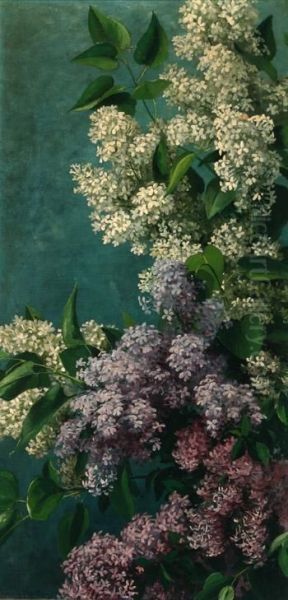 Still Life Of Lilac Oil Painting by John Ross Key