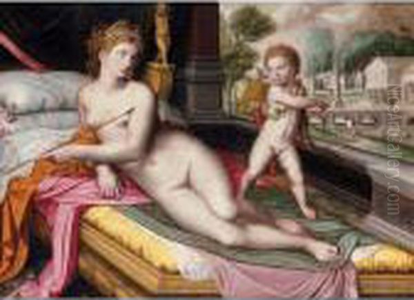 Venus And Cupid Oil Painting by Willem Key