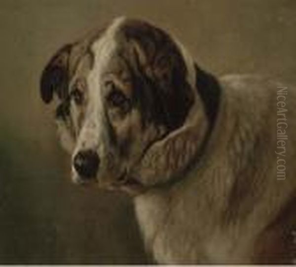 A St. Bernard by Friedrich Wilhelm Keyl