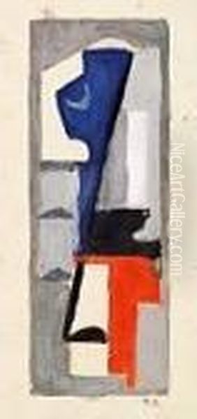 Constructivist Composition Oil Painting by Ragnhild Keyser